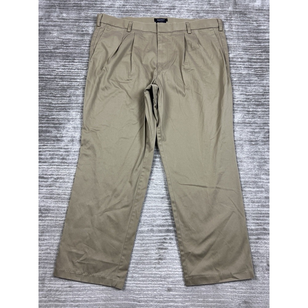 Dockers Pants‎ Mens 42x30 Beige Pleated Classic Fit D3 Straight Leg Cotton